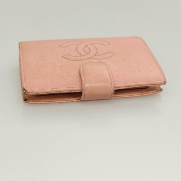 CHANEL Grained Calf Skin COCO Mark Bifold Wallet Pink Gold CC Auth am8671 - Picture 7 of 16